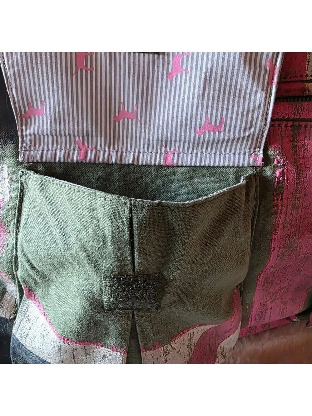 PINK Olive Green and Pink Graphic Weekend Duffel *Rare* - Picture 10 of 13